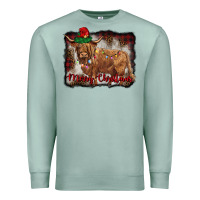 Seafoam merry christmas highland cow Premium Sweatshirt - BarkalooDesign
