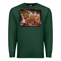 Sports Green merry christmas highland cow Premium Sweatshirt - BarkalooDesign