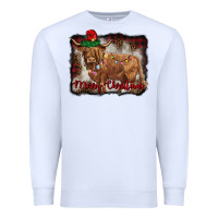 White merry christmas highland cow Premium Sweatshirt - BarkalooDesign