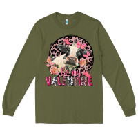 Army Green be my valentine holstein cow valentine's day Long Sleeve Tee - FaDigitalArtStudio