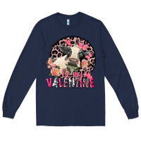 Navy be my valentine holstein cow valentine's day Long Sleeve Tee - FaDigitalArtStudio
