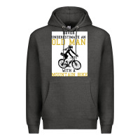 Never Underestimate An Old Man With A Mountain Bike Premium Hoodie | Teevron
