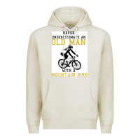 Oatmeal Heather Never Underestimate An Old Man With A Mountain Bike Premium Hoodie - Bettercallsaul