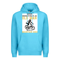 Ocean Blue Never Underestimate An Old Man With A Mountain Bike Premium Hoodie - Bettercallsaul