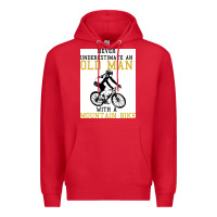 Red Never Underestimate An Old Man With A Mountain Bike Premium Hoodie - Bettercallsaul