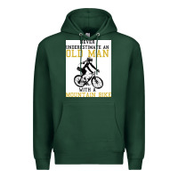 Sports Green Never Underestimate An Old Man With A Mountain Bike Premium Hoodie - Bettercallsaul
