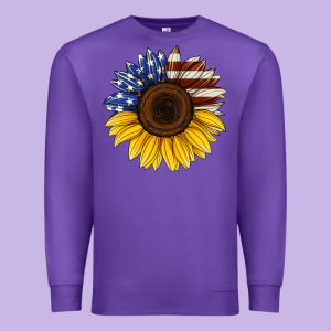 American Flag Sunflower Premium Sweatshirt Designed By Jasminsmagicworld