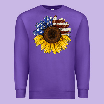 American Flag Sunflower Premium Sweatshirt Designed By Jasminsmagicworld