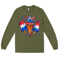 Army Green 4th of July ice creams Long Sleeve Tee - Neo Western
