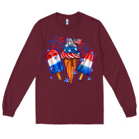 Burgundy 4th of July ice creams Long Sleeve Tee - Neo Western