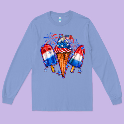 4th Of July Ice Creams Long Sleeve Tee Designed By Neo Western