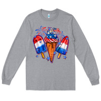 Heather Grey 4th of July ice creams Long Sleeve Tee - Neo Western