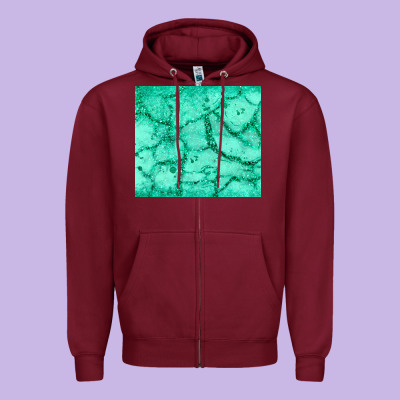 Green Glitter Zipper Hoodie Designed By Jahusdesignshop
