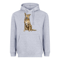 Heather Grey chinook dog Heavyweight Hoodie - LillyAllenDesigns