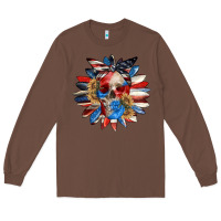 Chestnut 4th of July sunflower skull 4th of july Long Sleeve Tee - CowGirlArtShop
