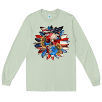 Matcha 4th of July sunflower skull 4th of july Long Sleeve Tee - CowGirlArtShop