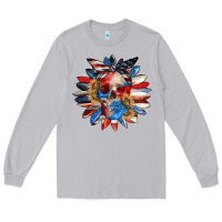 Moon Dust 4th of July sunflower skull 4th of july Long Sleeve Tee - CowGirlArtShop