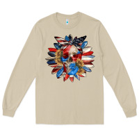 Mushroom 4th of July sunflower skull 4th of july Long Sleeve Tee - CowGirlArtShop