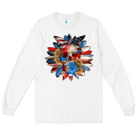 4th Of July Sunflower Skull 4th Of July Long Sleeve Tee | Teevron