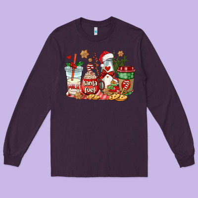 Santa Fuel Coffee Cups Long Sleeve Tee Designed By Adodesignshop