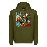 Army Green teaching is a work of heart Premium Hoodie - NancyCooperArtShop