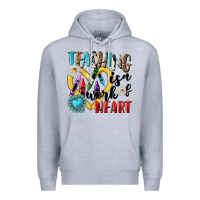 Heather Grey teaching is a work of heart Premium Hoodie - NancyCooperArtShop