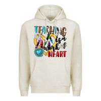 Oatmeal Heather teaching is a work of heart Premium Hoodie - NancyCooperArtShop