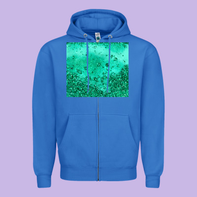 Green Glitter Zipper Hoodie Designed By Jahusdesignshop