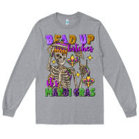 Heather Grey bead up bitches it's mardi gras skeleton Long Sleeve Tee - FaDigitalArtStudio