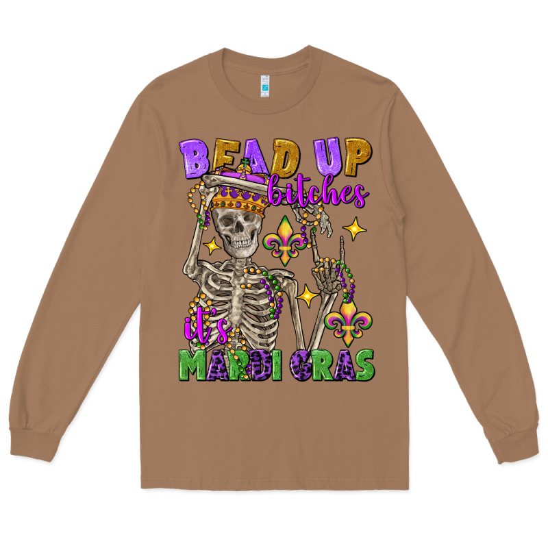 Bead Up Bitches It's Mardi Gras Skeleton Long Sleeve Tee by FaDigitalArtStudio | Teevron