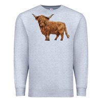 Heather Grey highland cow Premium Sweatshirt - BarkalooDesign