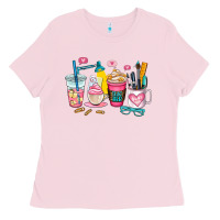 Bubblegum Pink teacher coffee cup Ladies Tee - AdoDesignShop