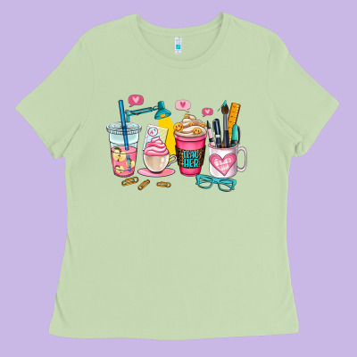 Teacher Coffee Cup Ladies Tee Designed By Adodesignshop