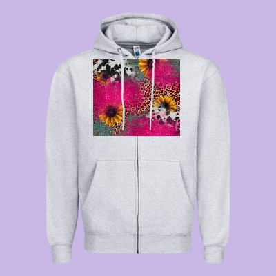 Pink Glitter Leopard Cowhide Zipper Hoodie Designed By Jahusdesignshop