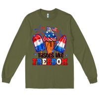 Army Green 4th of July ice creams tastes like freedom Long Sleeve Tee - Neo Western