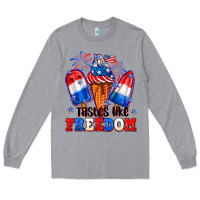 Heather Grey 4th of July ice creams tastes like freedom Long Sleeve Tee - Neo Western