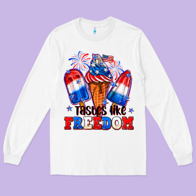 4th Of July Ice Creams Tastes Like Freedom Long Sleeve Tee Designed By Neo Western