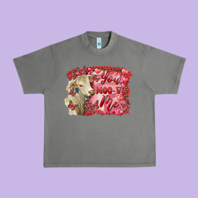 Valentine's Day You Moo Ve Me Charolais Cow Urban Heavy Tee Designed By Ranaportraitstore