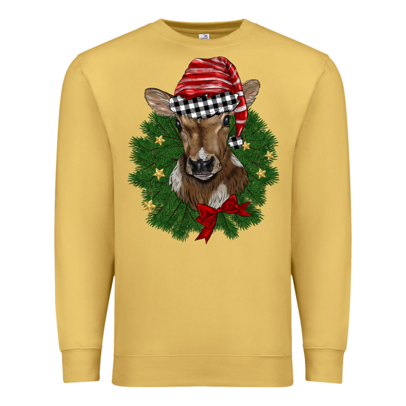 Christmas Wreath Baby Calf Premium Sweatshirt by BarkalooDesign | Teevron