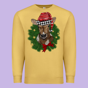 Christmas Wreath Baby Calf Premium Sweatshirt Designed By Barkaloodesign