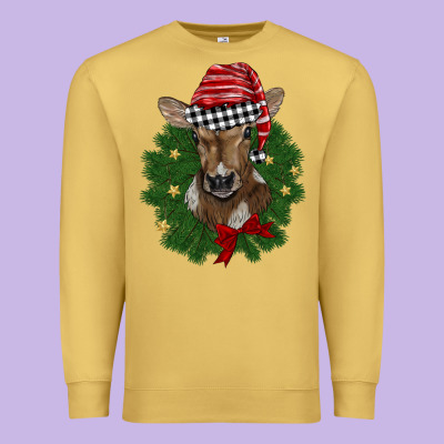 Christmas Wreath Baby Calf Premium Sweatshirt Designed By Barkaloodesign