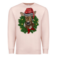 Pale Pink christmas wreath baby calf Premium Sweatshirt - BarkalooDesign