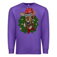 Purple christmas wreath baby calf Premium Sweatshirt - BarkalooDesign