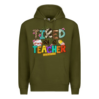 Army Green tired as a teacher Premium Hoodie - NancyCooperArtShop