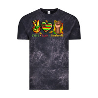 Cloud Black peace love juneteenth Vintage Tee - texasbilliewilder
