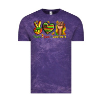 Cloud Purple peace love juneteenth Vintage Tee - texasbilliewilder