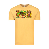 Vintage Mustard peace love juneteenth Vintage Tee - texasbilliewilder