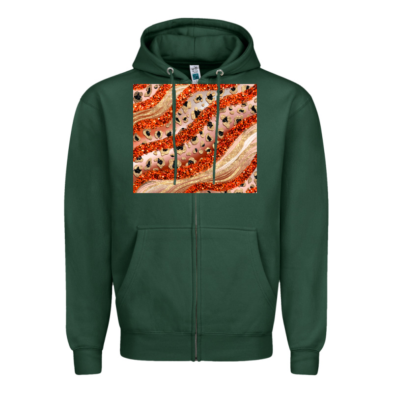 Orange Glitter Zipper Hoodie by JahusDesignShop | Teevron