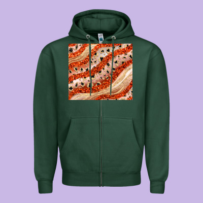 Orange Glitter Zipper Hoodie Designed By Jahusdesignshop