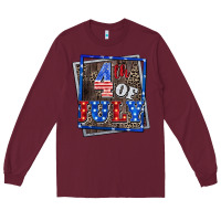 Burgundy 4th of July  4th of july Long Sleeve Tee - CowGirlArtShop